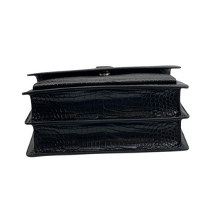 Medium Sunset Croc Embossed Black SHW