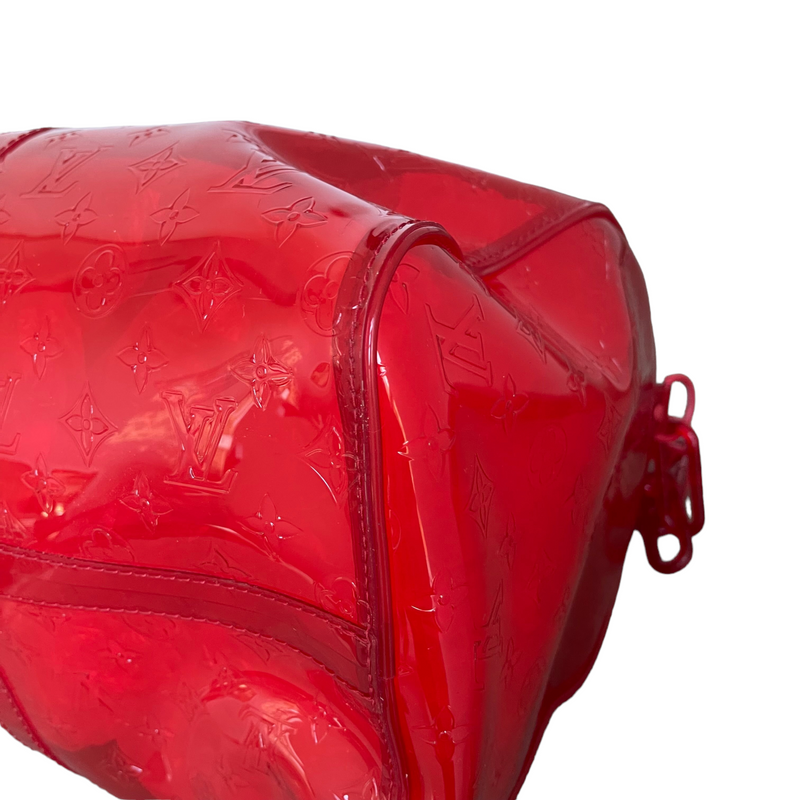 Louis Vuitton Keepall Rgb Clear Ss19 Virgil 50 870439 Red Pvc Travel Bag  For Sale at 1stDibs