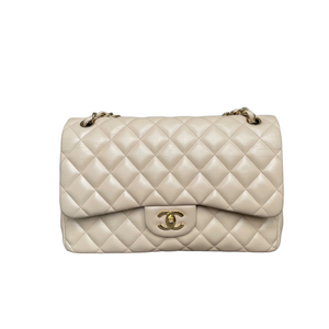 Chanel Double Flap Jumbo Beige Lambskin GHW