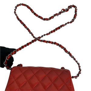 Classic Flap Square Mini Lambskin Red DSHW