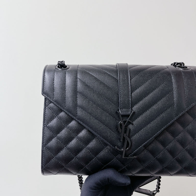 Quilted Envelope Medium Grained Leather Black BHW