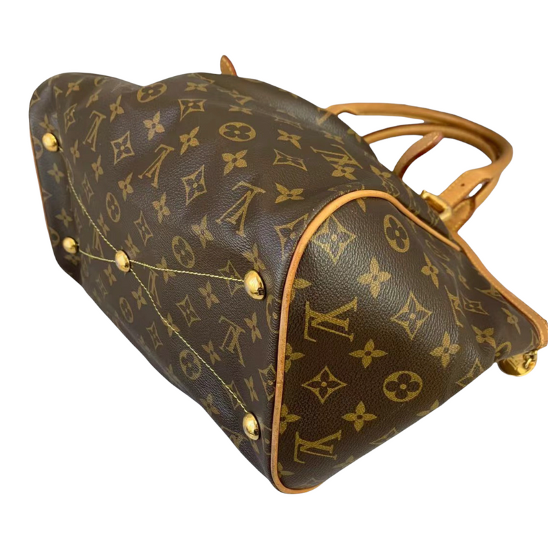 LV Tivoli GM Brown Monogram Canvas with Leather and Gold Hardware