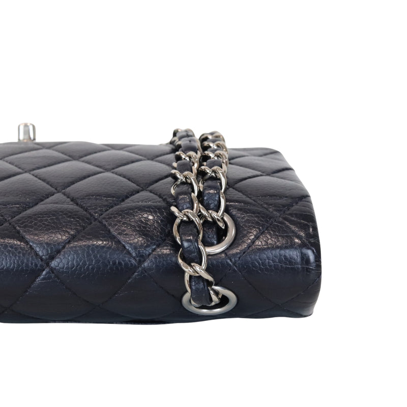 Classic Double Flap Caviar Medium Blue SHW