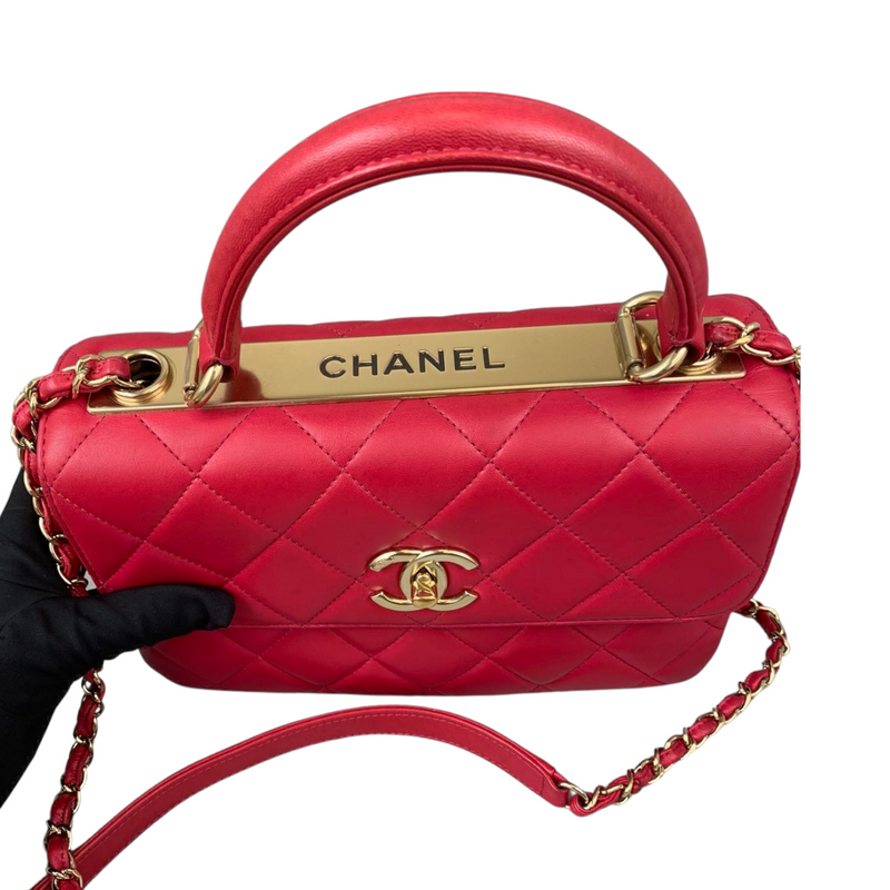 Small Trendy CC Lambskin Red GHW