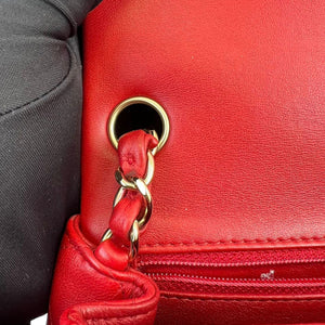 Classic Flap Square Mini Lambskin Red GHW