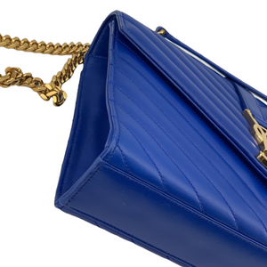 Envelope Medium Leather Blue GHW
