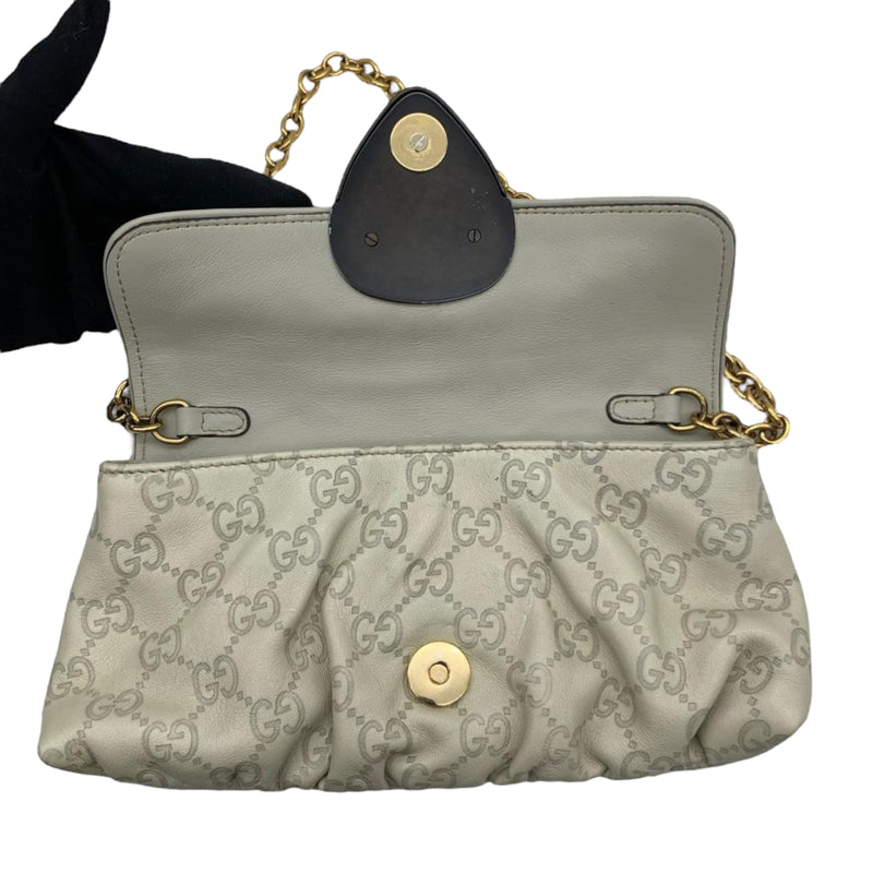 Guccissima Leather Shoulder Bag White GHW