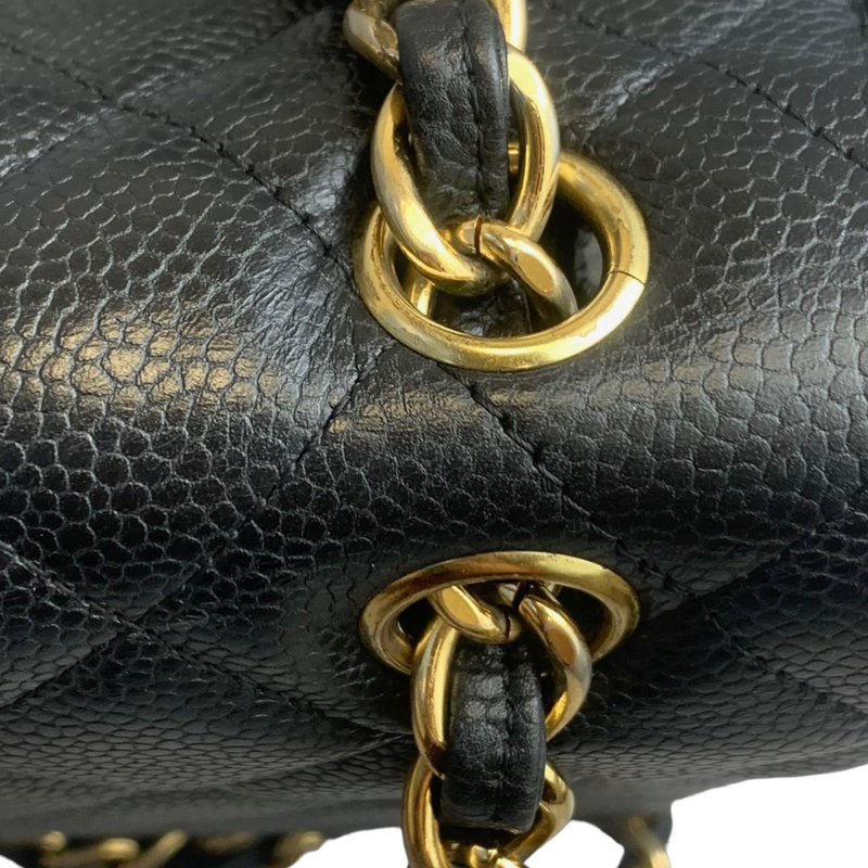 Single Flap Maxi Caviar Black GHW