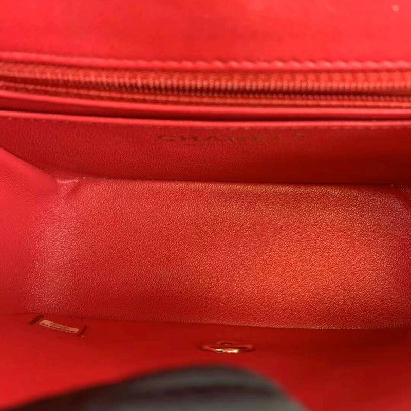 Classic Flap Square Mini Lambskin Red GHW