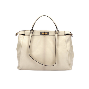 Fendi Peekaboo Leather Satchel White