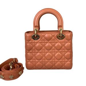 Small ABC Dior Lucky Badges Lambskin Orange GHW