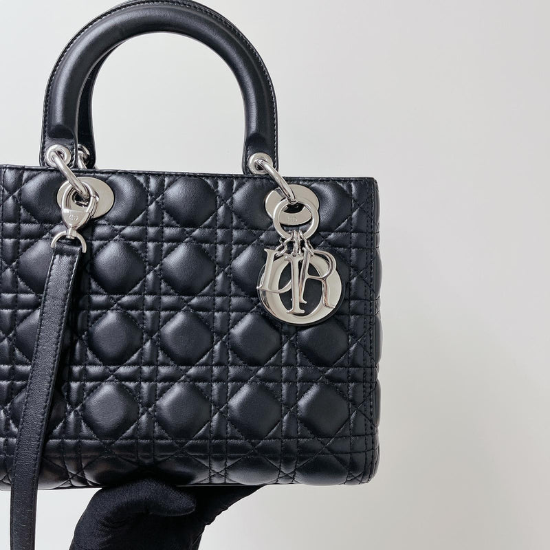 Classic Lambskin Medium Lady Dior Black SHW