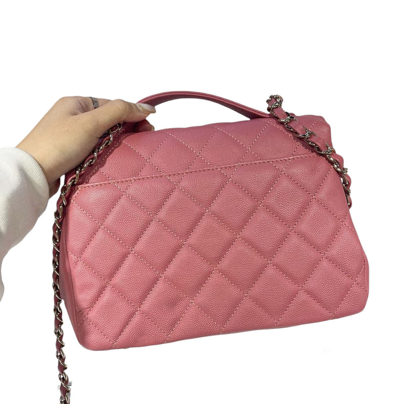 Chanel Business Affinity Medium Flap Quilted Caviar Shoulder Bag Pink