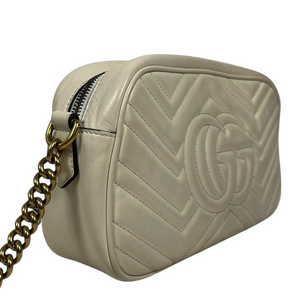 Small Marmont Leather Camera Cream GHW
