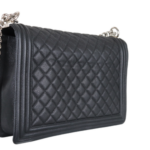 Large Black Le Boy Quilted Caviar SHW