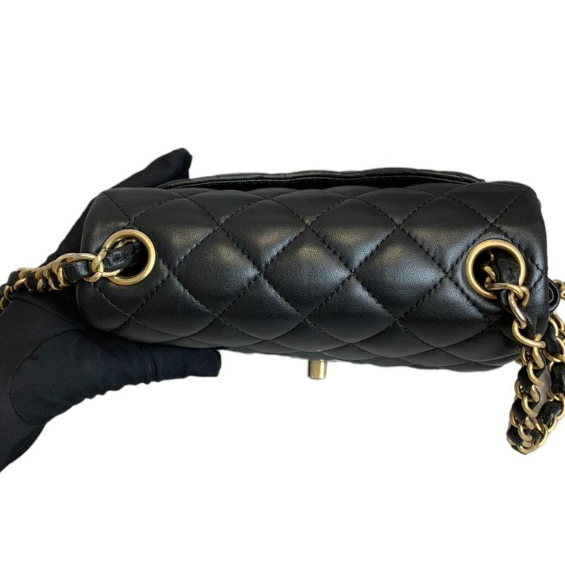 Classic Flap Square Mini Lambskin Black GHW