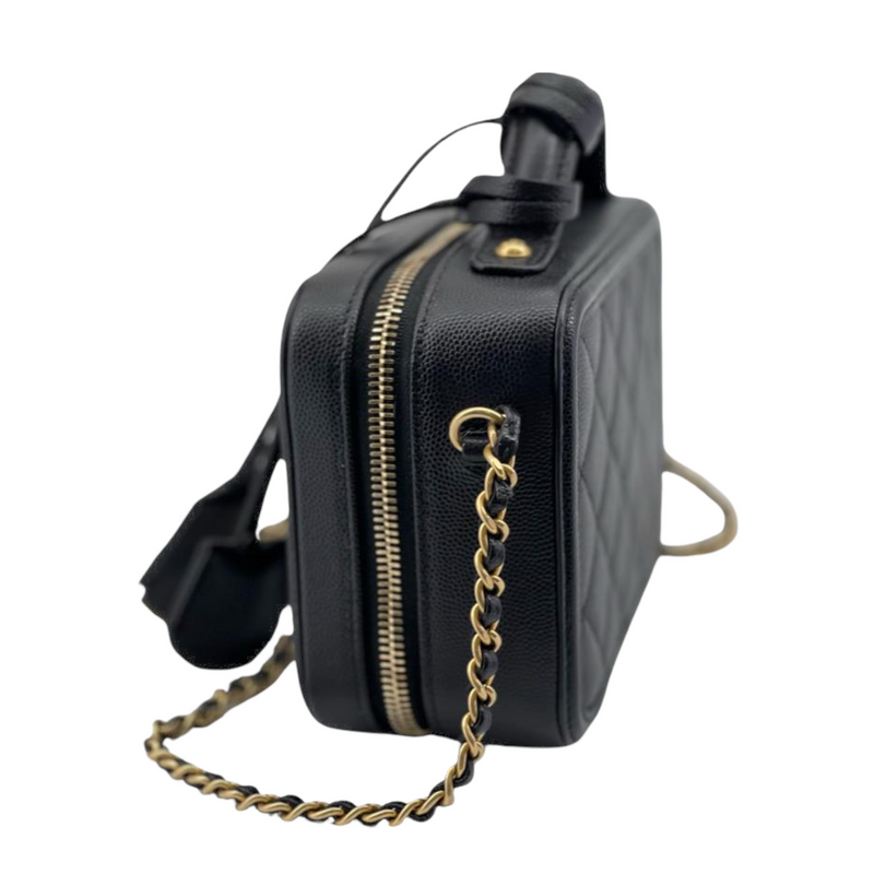 Filigree Vanity Case Caviar Small Black GHW