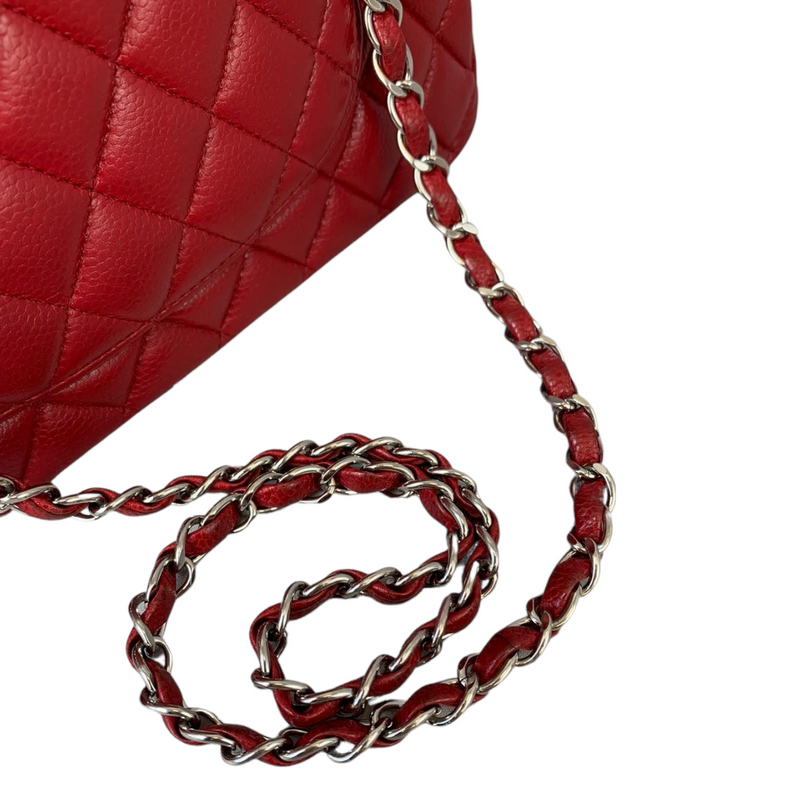 Classic Flap Caviar Medium Red SHW