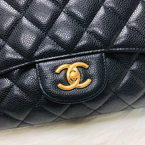 Single Flap Maxi in Black Caviar Leather with GHW