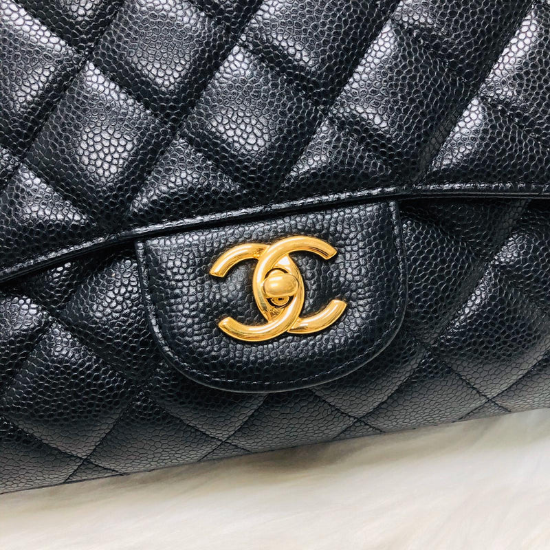 Single Flap Maxi in Black Caviar Leather with GHW