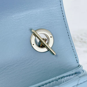 Small Trendy CC Chevron Lambskin Blue GHW
