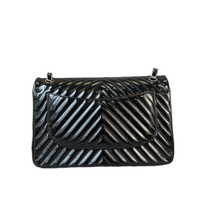 Double Flap Jumbo Chevron Patent Black SHW
