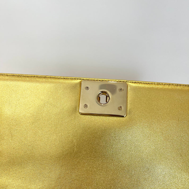 Old Medium Boy Bag in Patent Gold with GHW