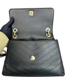 Small Chevron Chic Top Handle Black GHW