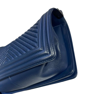 Chevron Boy Old Medium Leather Dark Blue RHW