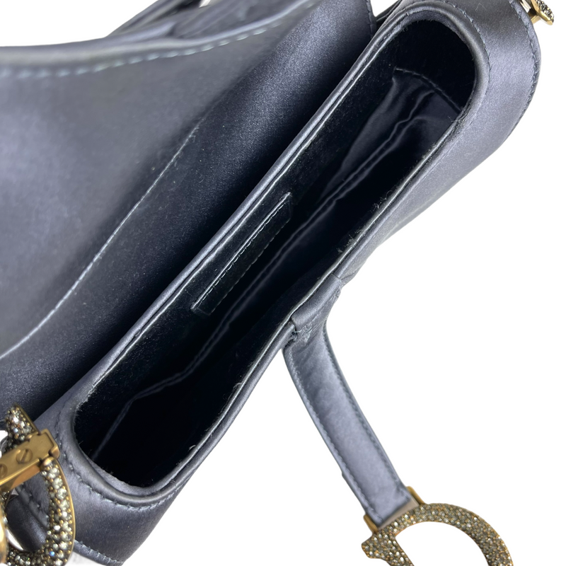 Mini Oblique Saddle Bag Satin Blue