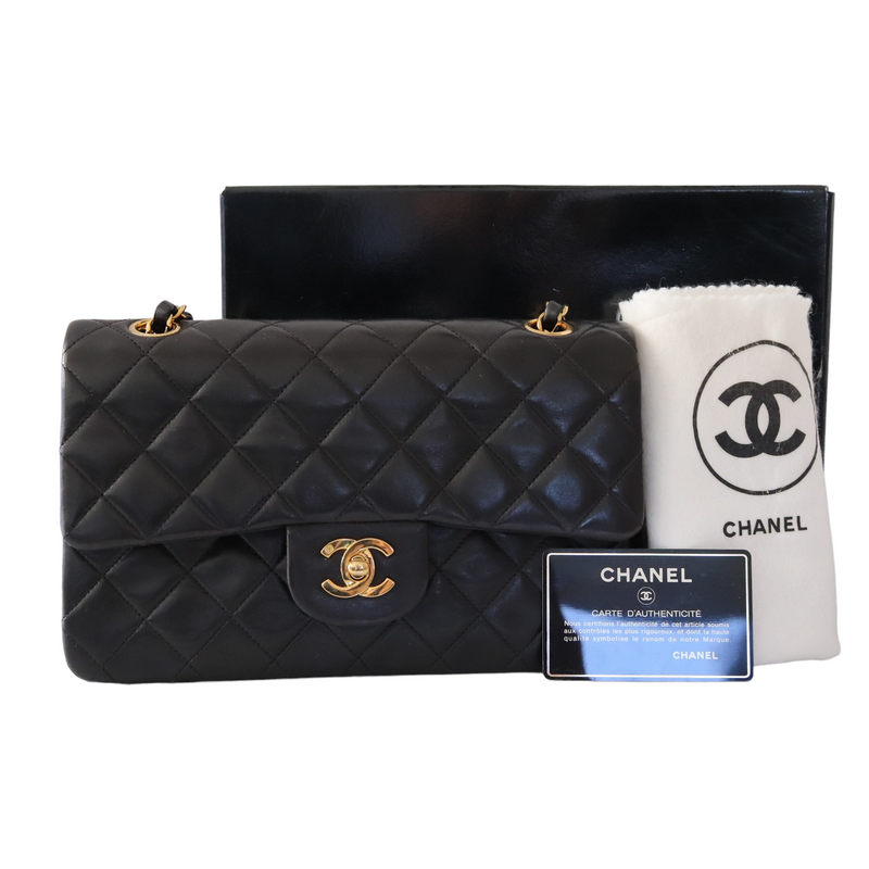 Chanel Vintage Black Caviar Small Classic Double Flap Bag 24k GHW