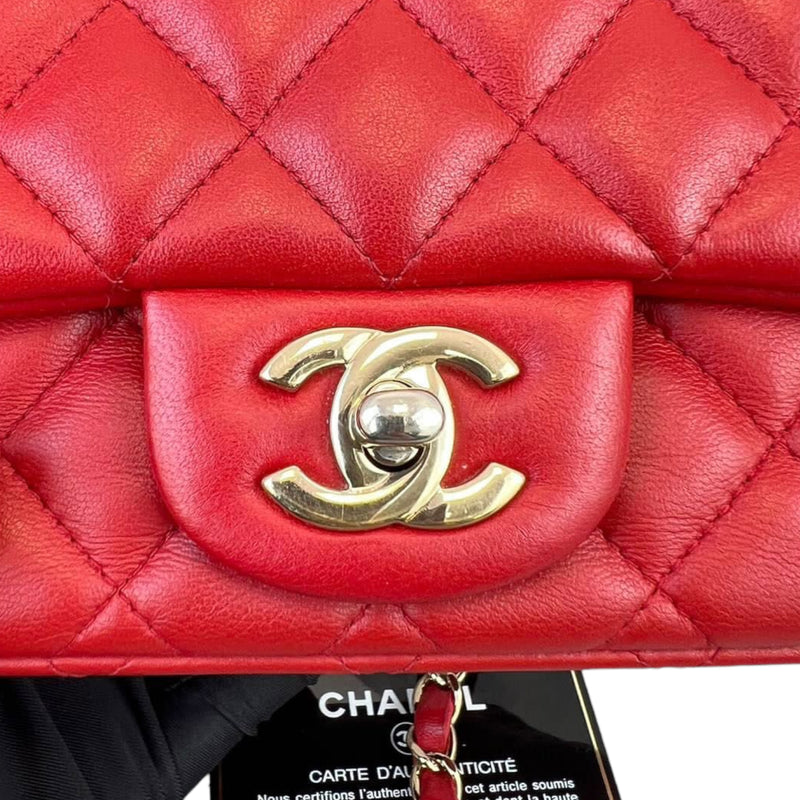 Classic Flap Square Mini Lambskin Red GHW