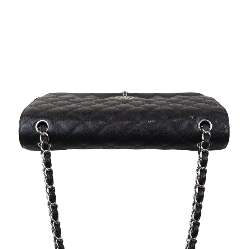 Classic Double Flap Jumbo Black Caviar SHW