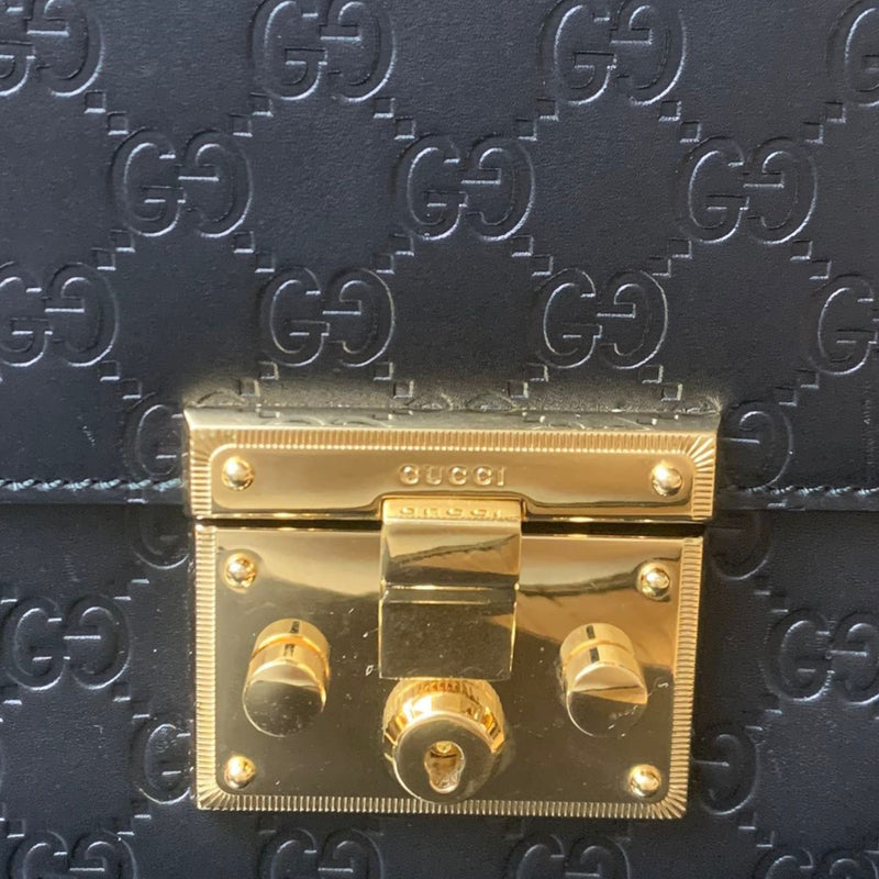 Padlock GG Embossed Medium Black GHW