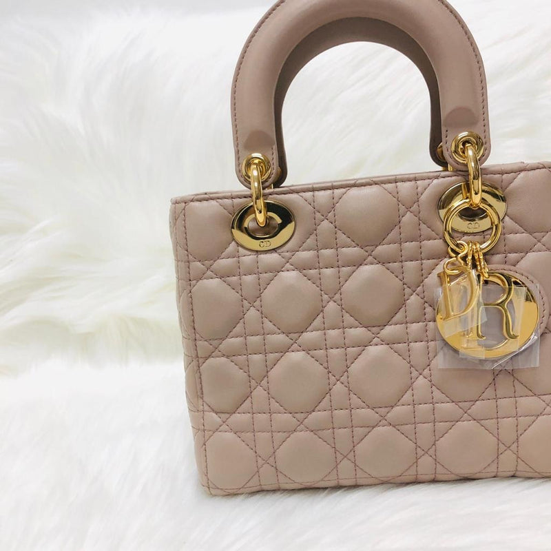 My Lady Dior Lucky Badges Cannage Lambskin Small Bag in Beige with GHW