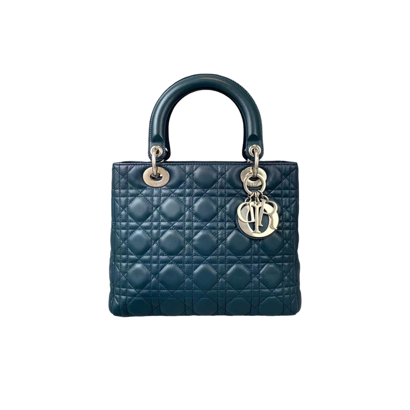 Lady Dior Medium Lambskin Navy Blue SHW