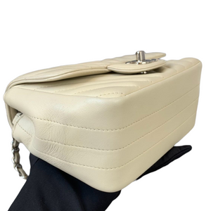 Chevron Flap Mini Square Ivory White SHW