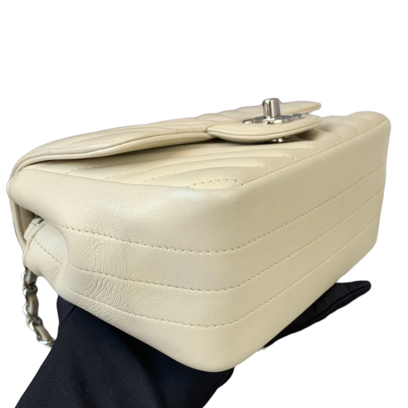Chevron Flap Mini Square Ivory White SHW