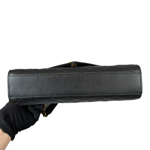 Medium Envelope Flap Leather Black GHW