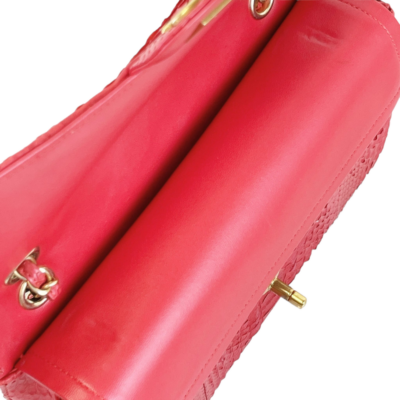 Classic Flap Medium Bag Python Red GHW