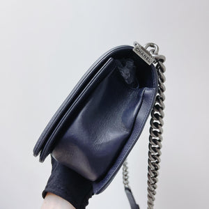 Python-Leather Old Medium Boy Navy Blue