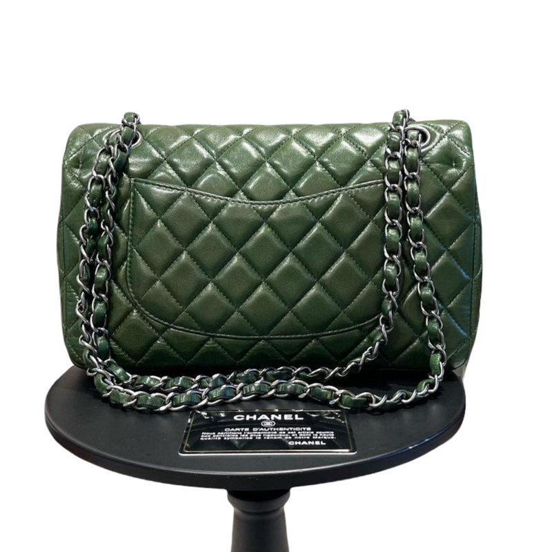 Classic Double Flap Medium Lambskin Green SHW