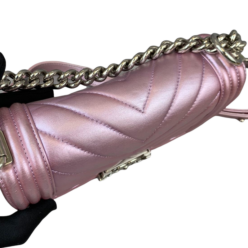 Small Boy Lambskin Iridescent Pink SHW