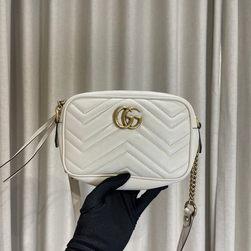 GG Marmont Mini Camera White GHW