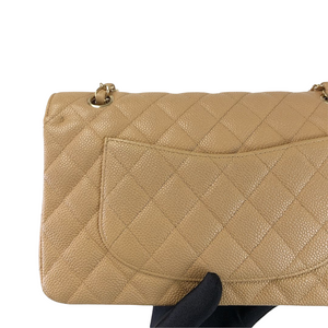 Classic Double Flap Caviar Medium Dark Beige GHW