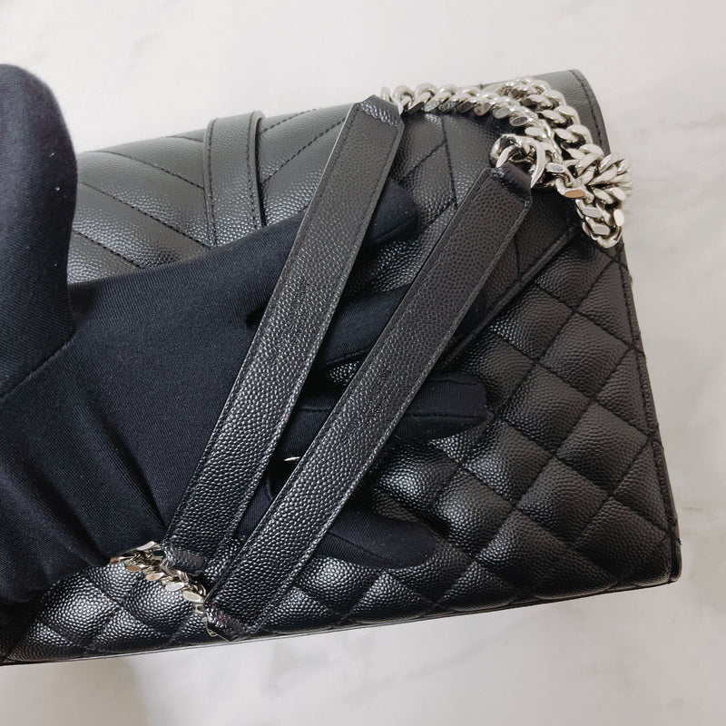 Quilted Envelope Medium Bag Black SHW