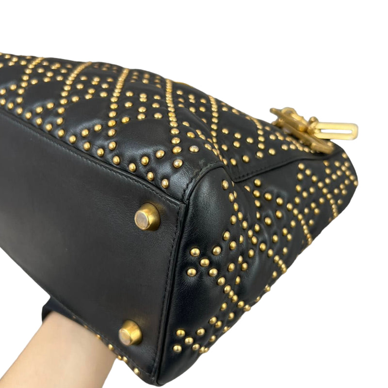 Studded Supple Lady Dior Medium Black GHW