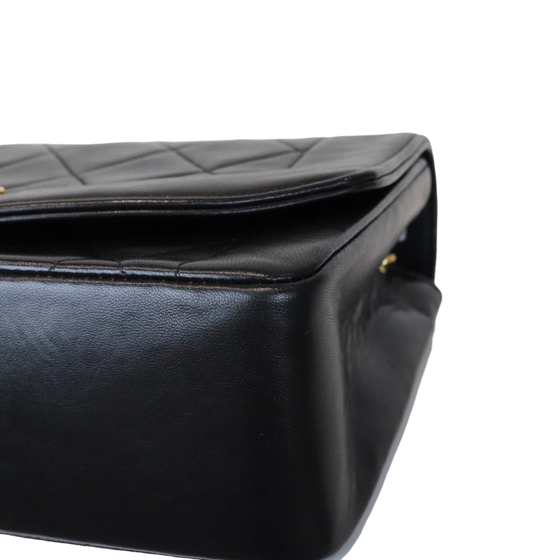 Small Classic Diana flap Black Lambskin GHW