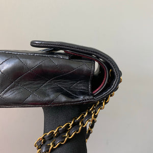 Vintage Lambskin Double Flap M/L with GHW In black