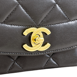 Small Classic Diana flap Black Lambskin GHW